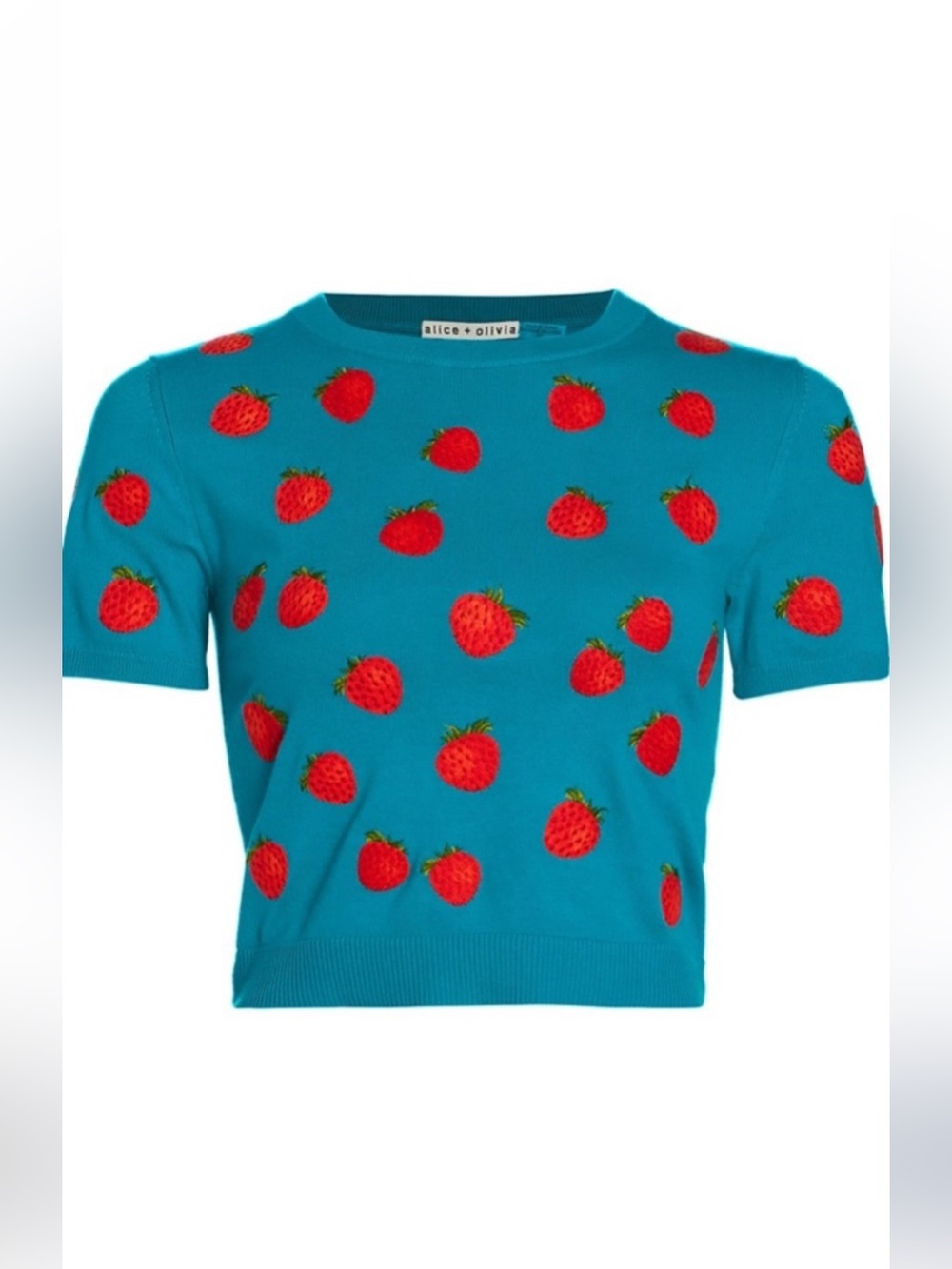 NWT! Alice and Olivia Ciara Embroidered Strawberry Pullover Sweater - Picture 8 of 16